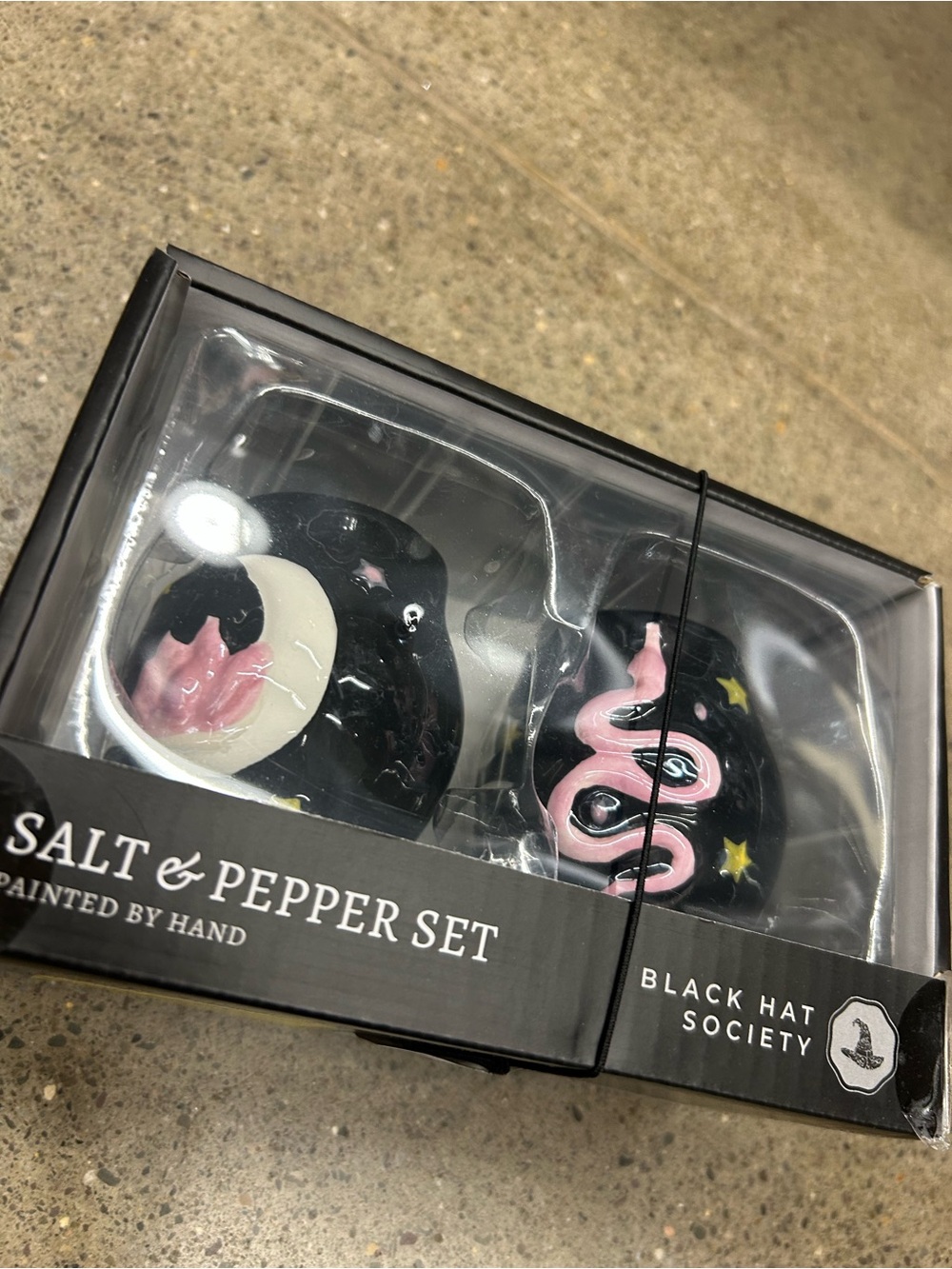 Black & Pink Hand-Painted Salt and Pepper Set